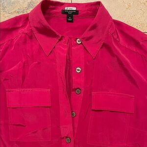 Ann Taylor Vibrant Pink silk women’s size small Button Down Shirt